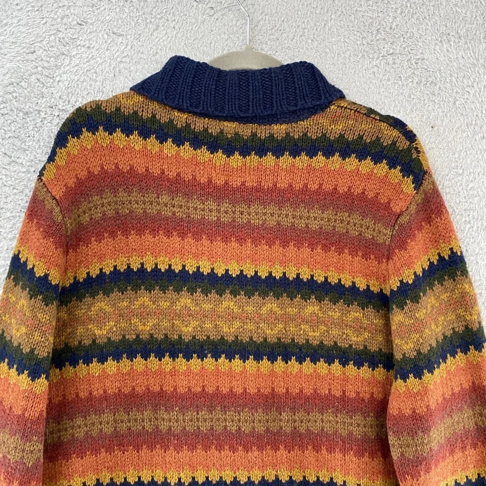 Levi's Sweater Mens Large Wool‎ Striped Shawl Collar Southwestern Orange